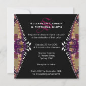 金ゴールドブルゴーニュフラクタルレースモノグラム結婚ズ 招待状 (裏面)