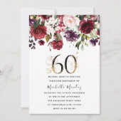 金ゴールドブルゴーニュフローラエレガント60thバースデーパーティー 招待状 (正面)