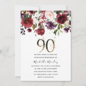 金ゴールドブルゴーニュフローラエレガント90thバースデーパーティー 招待状 (正面)