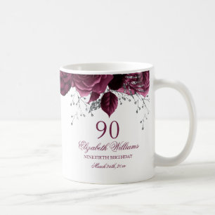 金ゴールドブルゴーニュフローラバラ90誕生日 コーヒーマグカップ