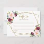 金ゴールドブルゴーニュフローラブライダルシャワーアドバイスカード 招待状 (正面)