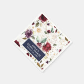 金ゴールドブルゴーニュフローラルパターンブライダルシャワー スタンダードカクテルナプキン (角)