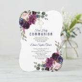 金ゴールドブルゴーニュホワイトローゼファースト聖餐式 招待状 (スタンド正面)