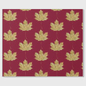 金ゴールドブルゴーニュメープルリーフ誕生日ウェディングパーティー ラッピングペーパー (フラット)