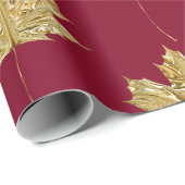 金ゴールドブルゴーニュメープルリーフ誕生日ウェディングパーティー ラッピングペーパー (ロールコーナー)