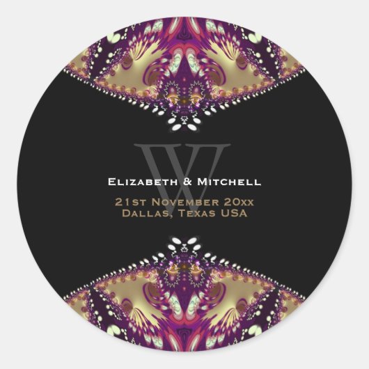 金ゴールドブルゴーニュモダンろうけつ染めモノグラム ラウンドシール (正面)