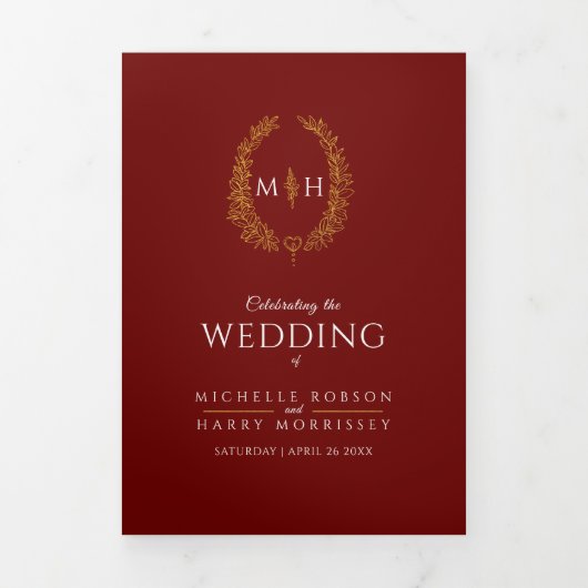 金ゴールドブルゴーニュリース献納結婚の 三つ折りプログラム (カバー)