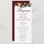 金ゴールドブルゴーニュワイン海軍フローラ結婚式 プログラム (正面/裏面)