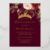 金ゴールドブルゴーニュ咲くキンセアニェラ 箔招待状 (正面)