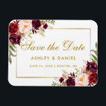 金ゴールドブルゴーニュ水カラーフローラ日付を保存 マグネット<br><div class="desc">水カラーBurgundyフローラ金ゴールド日付磁石を保存</div>