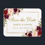 金ゴールドブルゴーニュ水カラーフローラ日付を保存 マグネット<br><div class="desc">水カラーBurgundyフローラ金ゴールド日付磁石を保存</div>