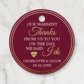 金ゴールドブルゴーニュ結婚のハートに心から感謝 フェイバータグ (裏面)