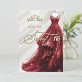 金ゴールドブルゴーニュ赤スパークルドレス甘い16 招待状 (スタンド正面)