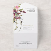 金ゴールドブルゴーニュ赤面バラフローラ水彩結婚色 オールインワン招待状 (外側)