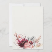 金ゴールドブルゴーニュ赤面パンパスグラス結婚ズ サンキューカード (裏面)