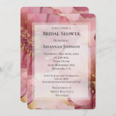 金ゴールドブルゴーニュ赤面フローラロマンチックブライダルシャワー 招待状 (正面/裏面)