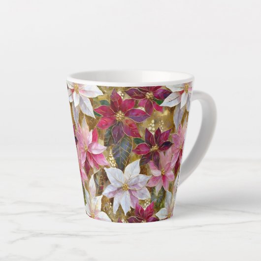 金ゴールドブルゴーニュ青銅ピンクレッドポインセチア カフェラテマグ (右アングル)