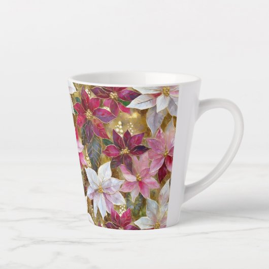 金ゴールドブルゴーニュ青銅ピンクレッドポインセチア カフェラテマグ (右)