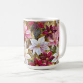 金ゴールドブルゴーニュ青銅ピンクレッドポインセチア コーヒーマグカップ (正面右)