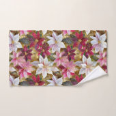 金ゴールドブルゴーニュ青銅ピンクレッドポインセチア バスタオルセット (ハンドタオル)