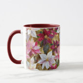 金ゴールドブルゴーニュ青銅ピンクレッドポインセチア マグカップ (左)