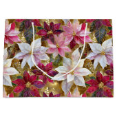 金ゴールドブルゴーニュ青銅ピンクレッドポインセチア ラージペーパーバッグ (正面)