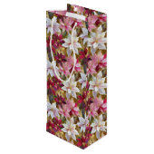 金ゴールドブルゴーニュ青銅ピンクレッドポインセチア ワインギフトバッグ (裏面アングル)