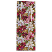 金ゴールドブルゴーニュ青銅ピンクレッドポインセチア ワインギフトバッグ (正面)