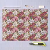 金ゴールドブルゴーニュ青銅ピンクレッドポインセチア 薄葉紙 (クラフト)