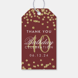 金ゴールドブルゴーニュ40歳の誕生日ありがとう紙吹雪 ギフトタグ