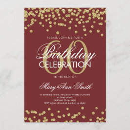 金ゴールドブルゴーニュ60thバースデーパーティーグリッター紙吹雪 招待状