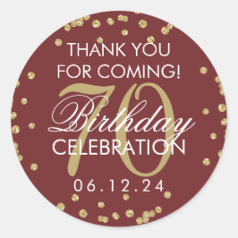 金ゴールドブルゴーニュ70誕生日サンキューグリッター ラウンドシール