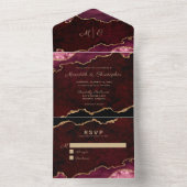 金ゴールドブルゴーニュAgateすべてワンウェディング招待 オールインワン招待状 (内側)