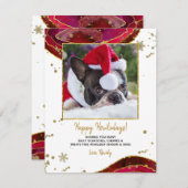 金ゴールドブルゴーニュAgateファミリーまたはペットの写真クリスマス シーズンカード (正面/裏面)