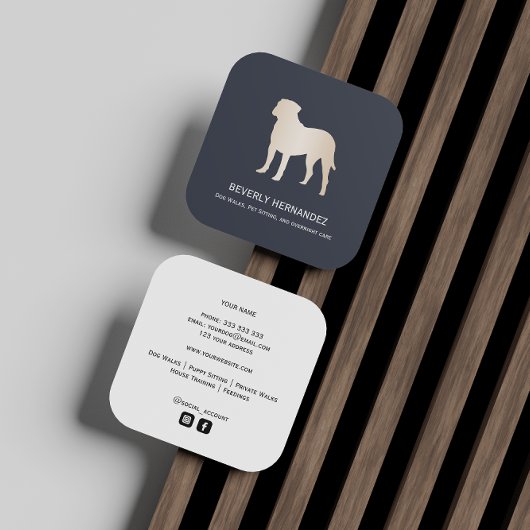 金ゴールドブルマスティフドッグウォーカートレーナーパピーシッター スクエア名刺