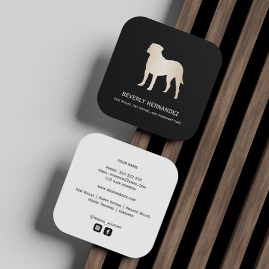 金ゴールドブルマスティフドッグウォーカートレーナーパピーシッター スクエア名刺