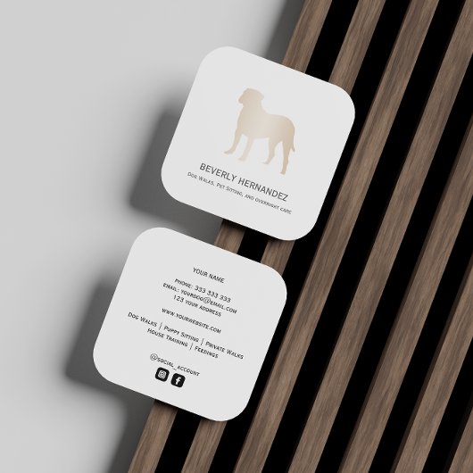 金ゴールドブルマスティフドッグウォーカートレーナーパピーシッター スクエア名刺