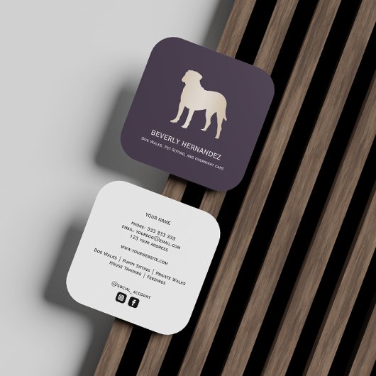 金ゴールドブルマスティフドッグウォーカートレーナーパピーシッター スクエア名刺