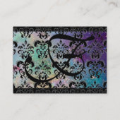 金ゴールドブルーきらめくダマスクモノグラム、グリーン明るい赤紫色 名刺 (裏面)