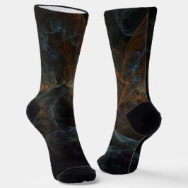 金ゴールドブルーとグレーの抽象芸術 ソックス