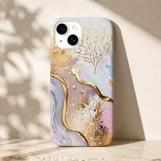 金ゴールドブルーとパープル大理石 Case-Mate iPhoneケース