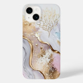 金ゴールドブルーとパープル大理石 Case-Mate iPhoneケース (裏面)
