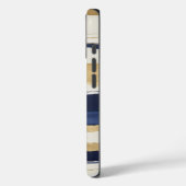 金ゴールドブルーとベージュの抽象芸術 ストライプ Case-Mate iPhoneケース (裏面 / 左)