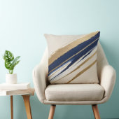 金ゴールドブルーとベージュ抽象芸術 クッション (椅子)