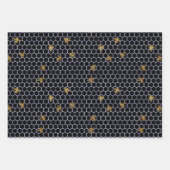 金ゴールドブルーと金ゴールドアピールクイーンビー ラッピングペーパーシート (正面)