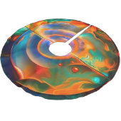 金ゴールドブルーアクアターコイズ抽象芸術 ブラッシュドポリエステルツリースカート (アングル)