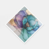 金ゴールドブルーアクアパープルフラワーブライダルシャワー スタンダードランチョンナプキン (角)