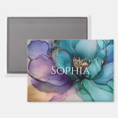 金ゴールドブルーアクアパープルフラワーブライダルシャワー マグネット (正面/裏面)