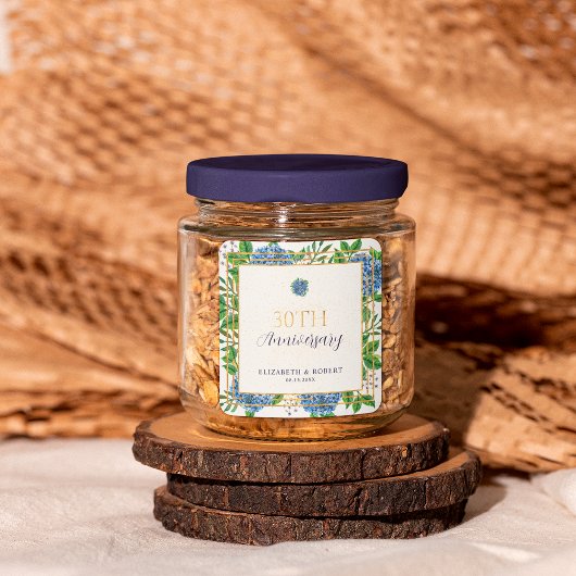 金ゴールドブルーアジサイ結婚30周年記念パーティー スクエアシール