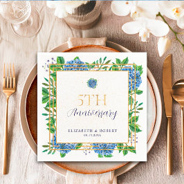 金ゴールドブルーアジサイ結婚5周年 スタンダードカクテルナプキン